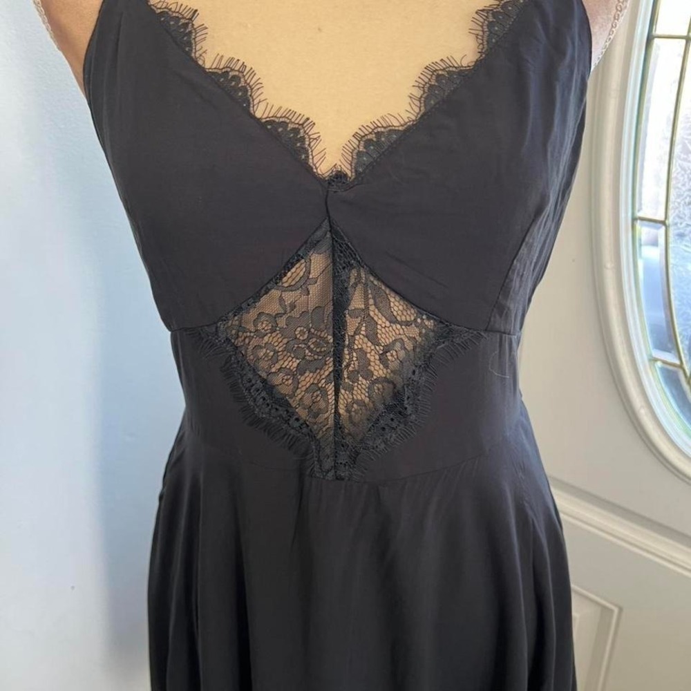 Killstar Sacrialgia black Lace  Skater Mini Dress Eyelash Trim Gothic Alt - Picture 3 of 5